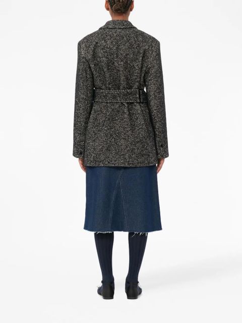 GANNI herringbone belted blazer - Grey