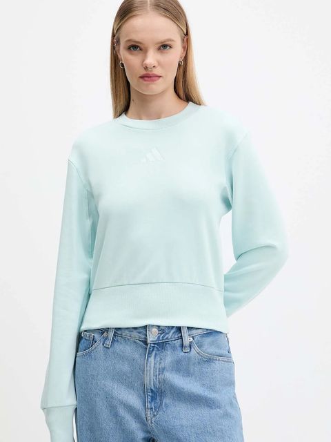 adidas bluza bawełniana All Szn French Terry damska kolor turkusowy gładka JV9820 - zdjęcie produktu nr 1