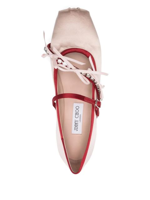Jimmy Choo Loli satin bows ballerina flats - Neutrals