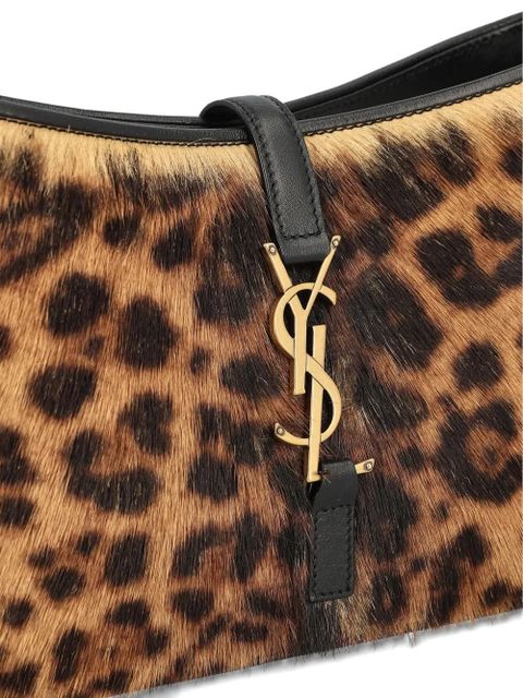 Saint Laurent Le 5 à 7 leopard-print clasp shoulder bag - Neutrals
