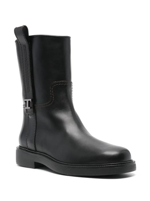 Tod's leather biker boots - Black