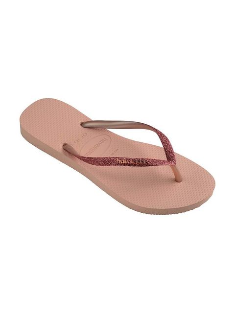 Havaianas japonki SLIM GLITTER II damskie kolor różowy na płaskim obcasie 4146975.9898