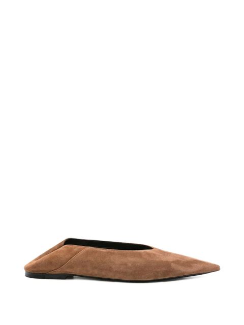 Saint Laurent pointed-toe suede ballet flats - Brown