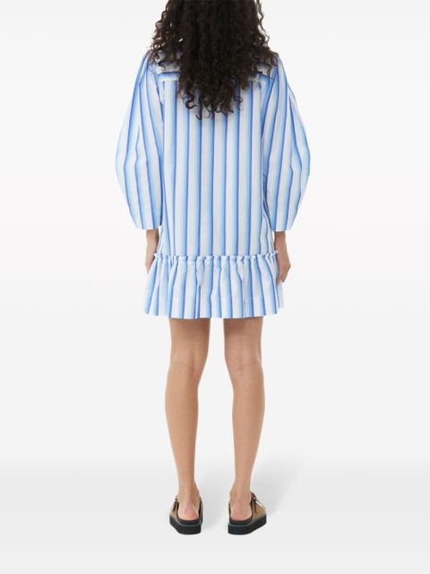 GANNI striped organic cotton shirtdress - White