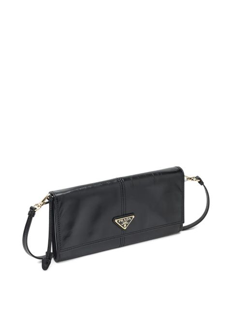 Prada logo-plaque clutch - Black