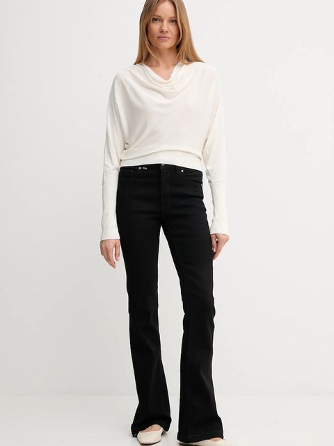 United Colors of Benetton sweter z jedwabiem damski kolor beżowy lekki 1ZRED10E8 - zdjęcie produktu nr 2