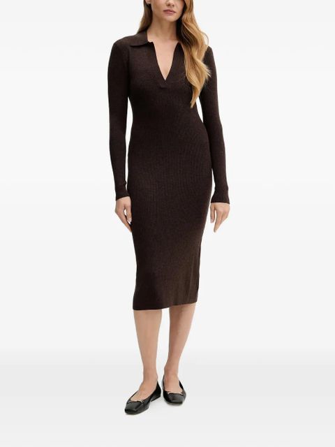 MC2 Saint Barth V-neck ribbed midi dress - Brown - zdjęcie produktu nr 1