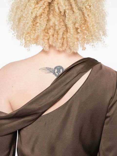 Simkhai one-shoulder wrap mini dress - Brown