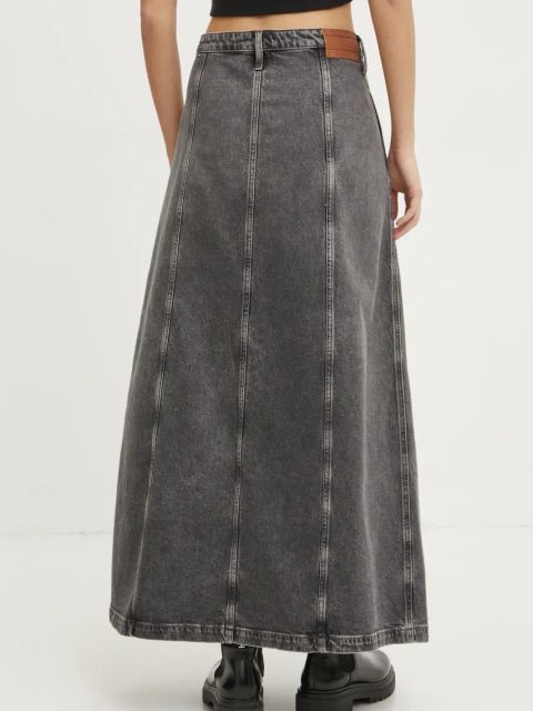 Tommy Jeans spódnica jeansowa kolor szary maxi rozkloszowana DW0DW19799