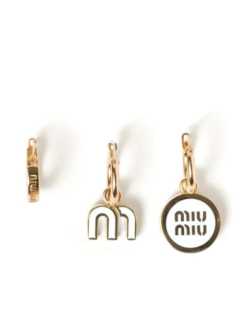 Miu Miu enamel hoop earrings (set of three) - White - zdjęcie produktu nr 1