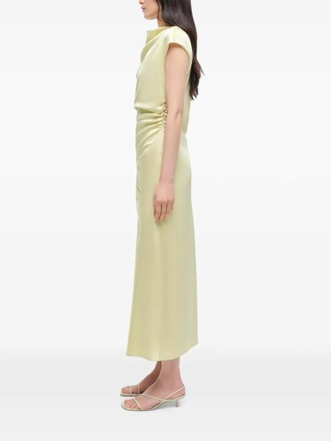 Simkhai Burke draped gathered satin midi dress - Yellow