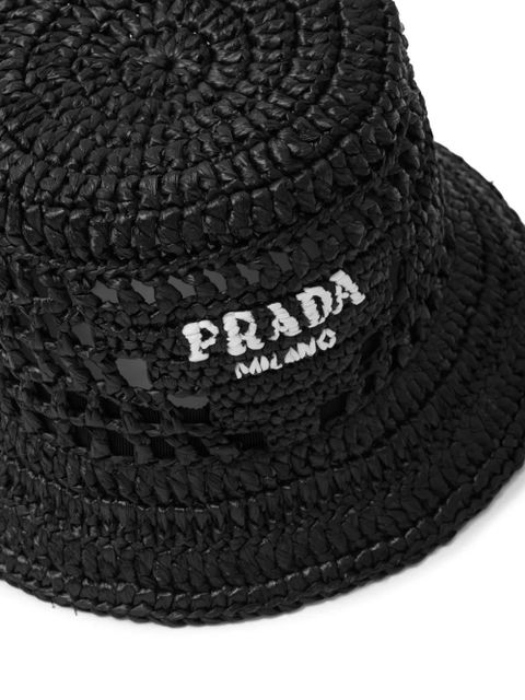 Prada raffia bucket hat - Black