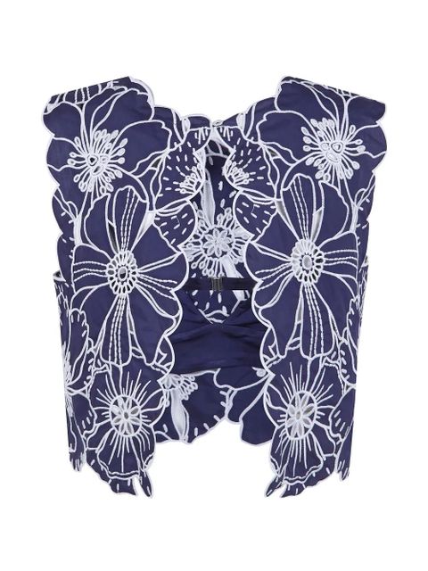 FARM Rio Richelieu embroidered-floral top - Blue - zdjęcie produktu nr 2