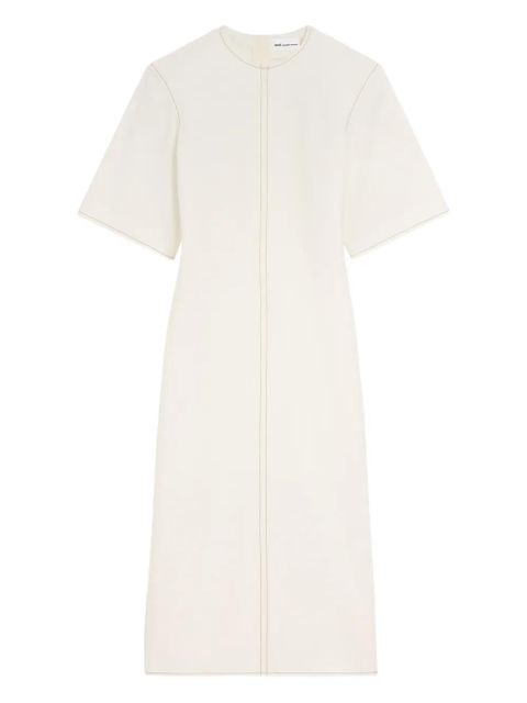 AMI Paris short-sleeve topstitch midi dress - Neutrals - zdjęcie produktu nr 1
