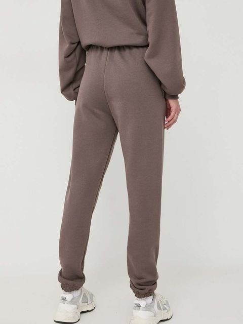 La Mania spodnie dresowe kolor brązowy high waist - zdjęcie produktu nr 2