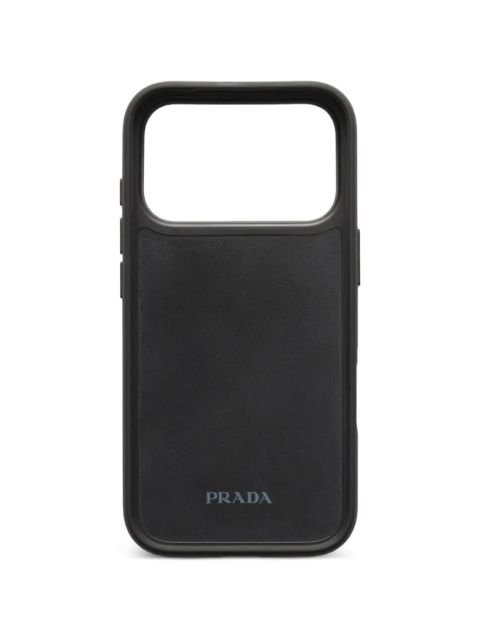 Prada enameled metal triangle leather iPhone 17 Pro Max phone case - Black - zdjęcie produktu nr 2