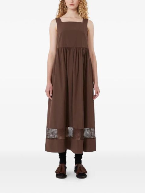 Weekend Max Mara square-neck lace-panel midi cotton dress - Brown