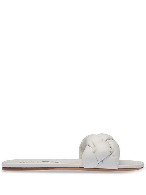 Miu Miu padded quilted flat sandals - White