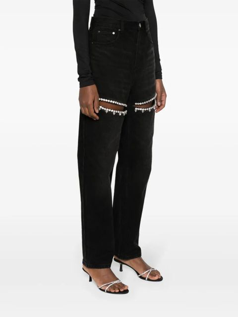 AREA Crystal Slit tapered leg - Black