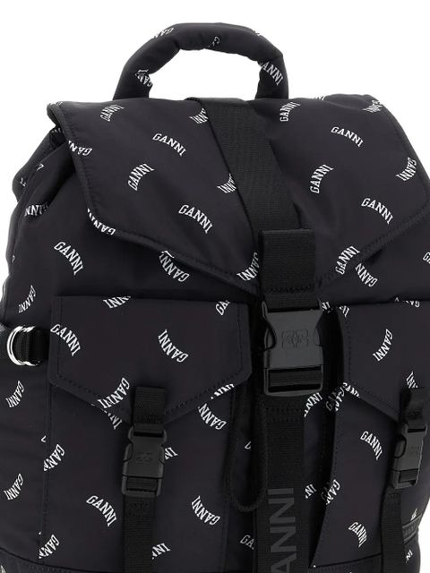 GANNI logo-print buckle backpack - Black - zdjęcie produktu nr 2