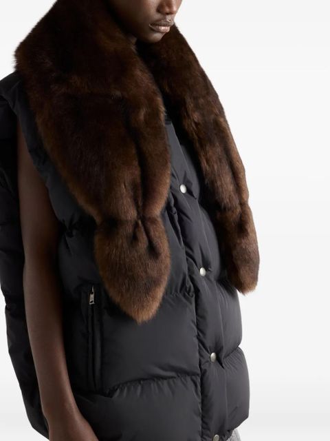 Prada shearling triangle-logo down gilet - Black