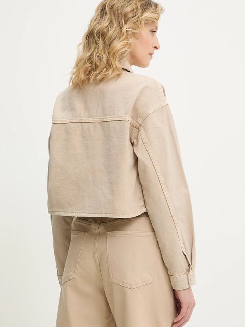 Answear.LAB kurtka jeansowa kolor beżowy przejściowa oversize - zdjęcie produktu nr 2