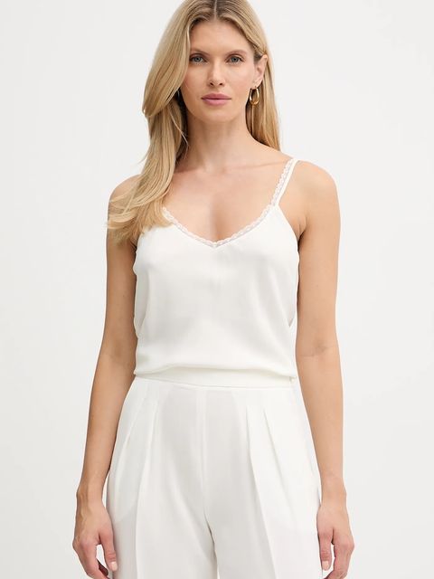 Twinset top z dodatkiem jedwabiu damska kolor biały gładka 252TT2411 - zdjęcie produktu nr 1