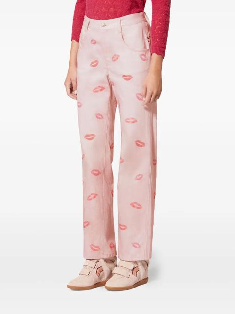 MARANT ÉTOILE Brinsa lip-print trousers - Pink