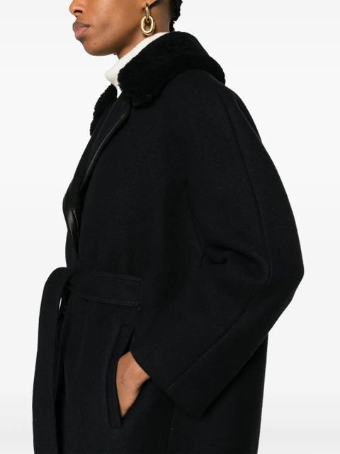 Yves Salomon belted felted-wool coat - Blue