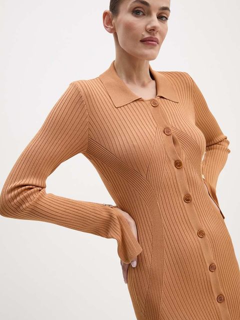 Patrizia Pepe sukienka kolor brązowy maxi dopasowana 8A1339 K9J5