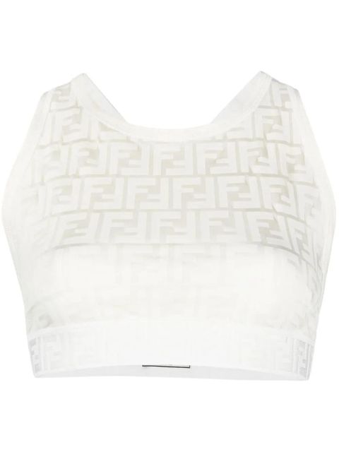 FENDI monogram-pattern cropped top - White - zdjęcie produktu nr 1
