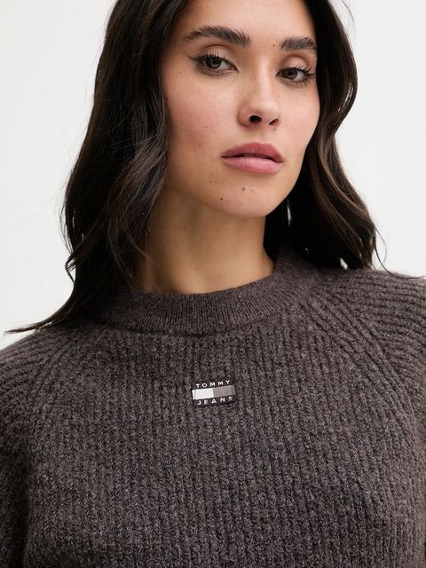 Tommy Jeans sweter z dodatkiem wełny damski kolor brązowy DW0DW22024