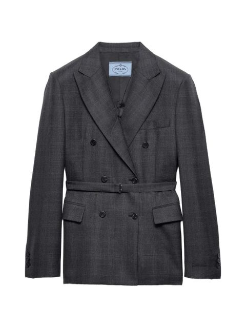 Prada double-breasted checked wool jacket - Grey - zdjęcie produktu nr 1