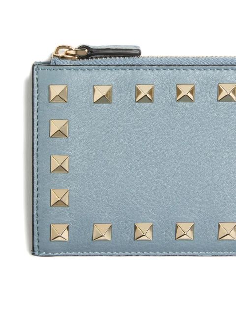 Valentino Garavani Rockstud grained-leather card holder - Blue
