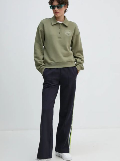 Lacoste bluza bawełniana damska kolor zielony gładka SF2641