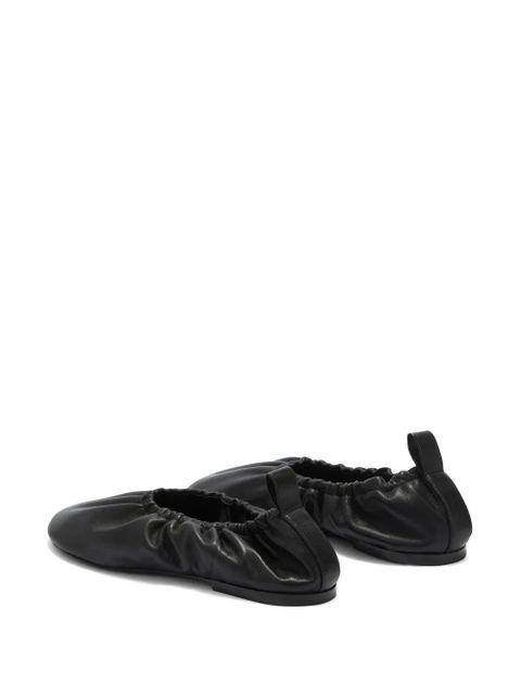 Jil Sander gathered-detail leather ballerina shoes - Black