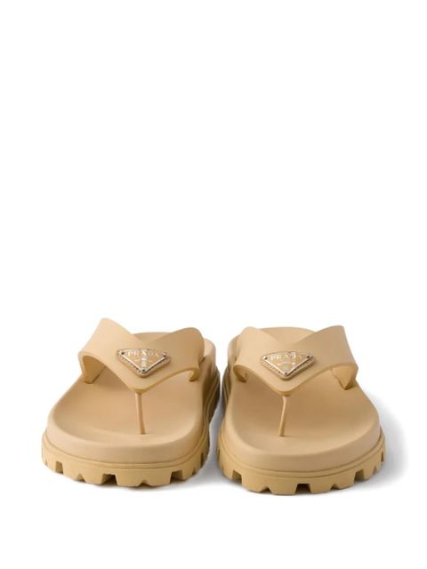 Prada logo-plaque flip flops - Neutrals