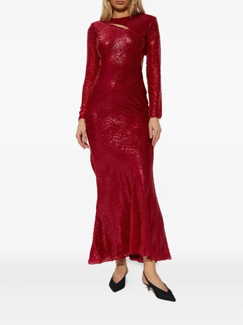 Self-Portrait cut-out long-sleeved dress - Red