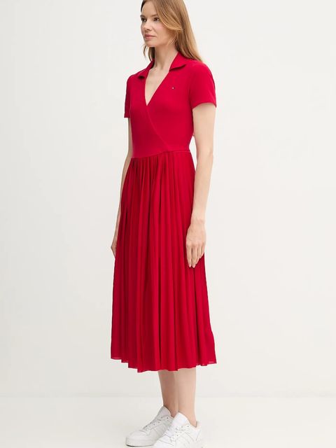 Tommy Hilfiger sukienka kolor czerwony maxi rozkloszowana WW0WW45733 - zdjęcie produktu nr 2