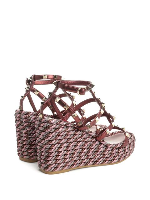 Valentino Garavani 95mm studded wedge sandals - Brown