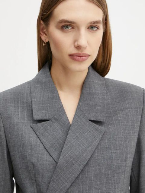 Herskind marynarka z domieszką wełny Lilith kolor szary dwurzędowa gładka 5409134