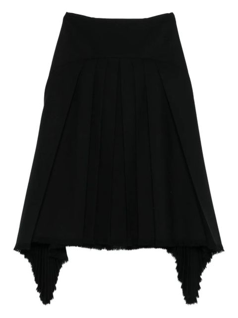 Jil Sander pleated frayed skirt - Black - zdjęcie produktu nr 1
