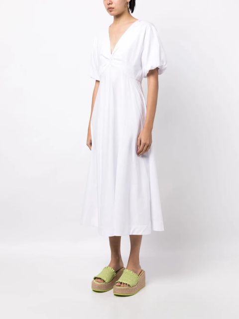 STAUD Finley V-neck midi dress - White