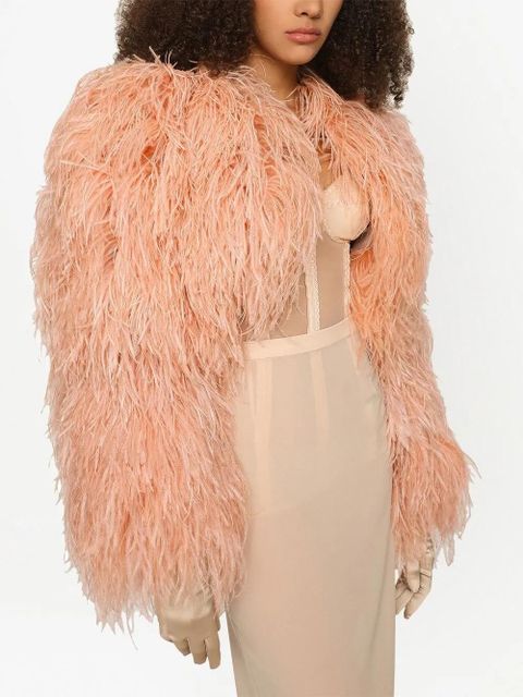 Dolce & Gabbana KIM DOLCE&GABBANA feather-trim bolero jacket - Orange