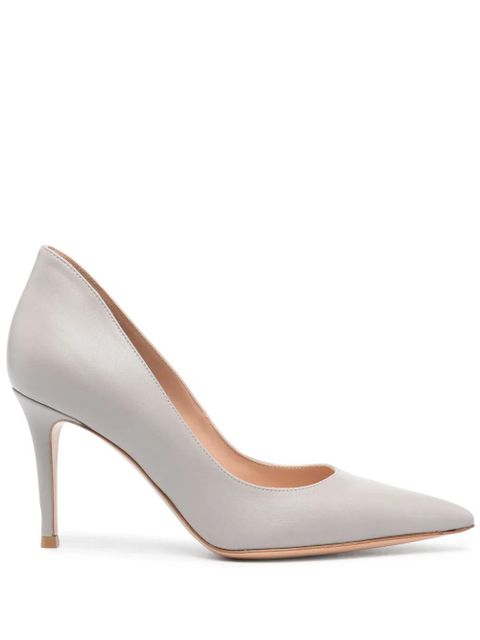 Gianvito Rossi pointed-toe 90mm leather pumps - Grey - zdjęcie produktu nr 1