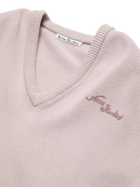 Acne Studios v-neck embroidered sweater - Neutrals