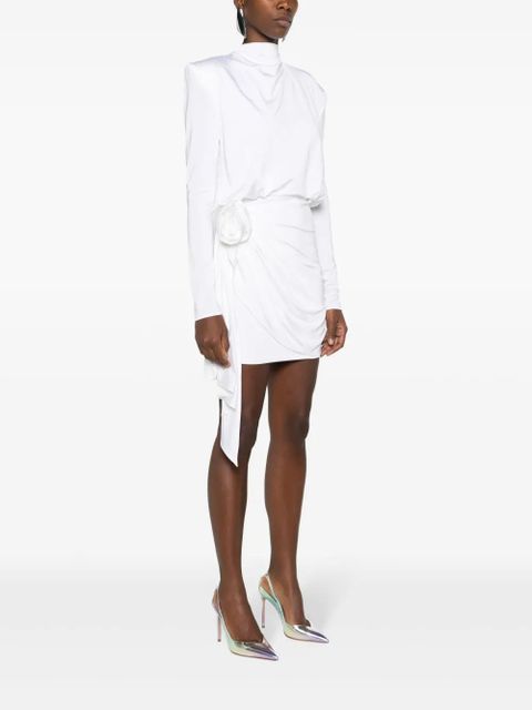 Magda Butrym floral-appliqué draped minidress - Neutrals