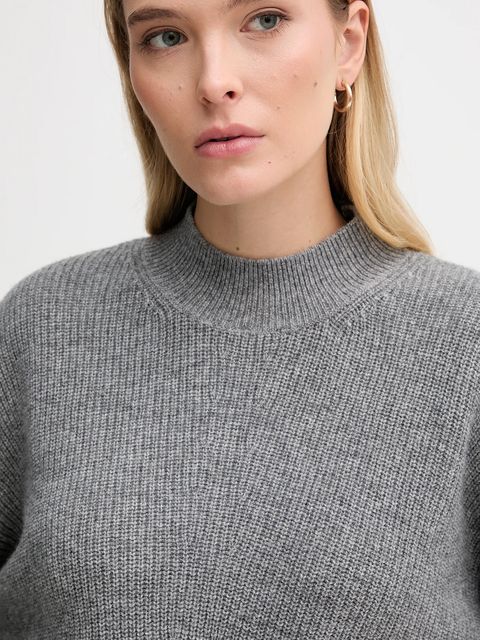 OUI sweter z dodatkiem wełny damski kolor szary z golfem 94268