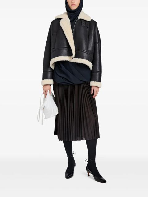 Proenza Schouler leather shearling-linen jacket - Black