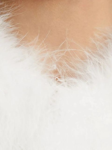 Yves Salomon round-neck feather jacket - White